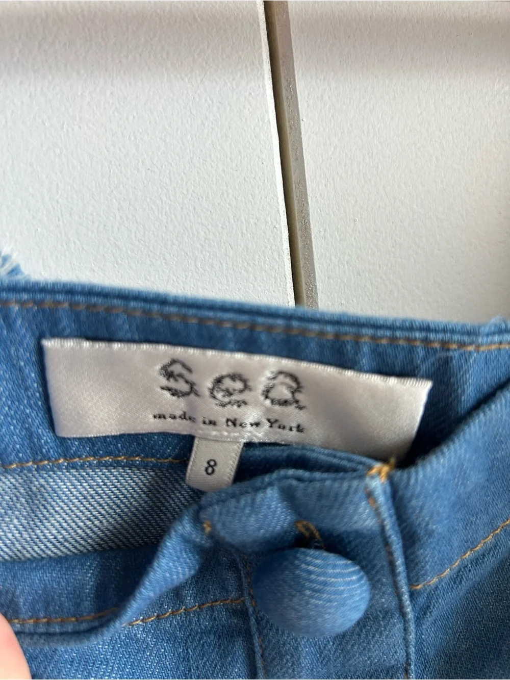 Sea New York Blue Denim Ruffle-Strap Wide-Leg Overalls - Picture 5 of 6